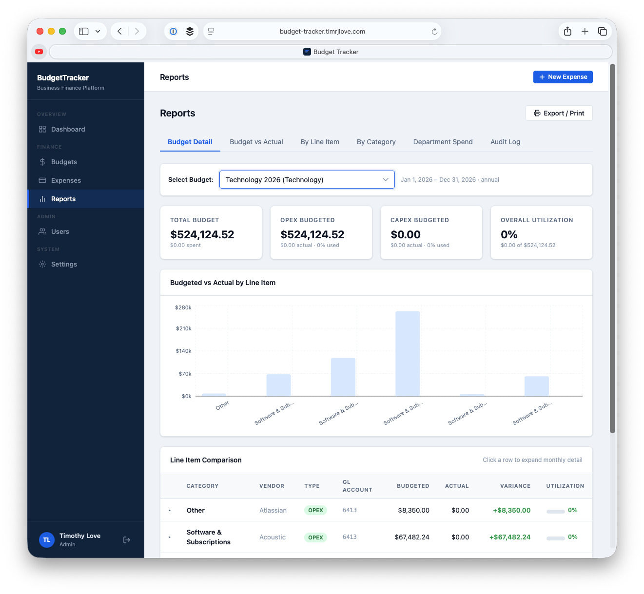 Budget Tracker screenshot