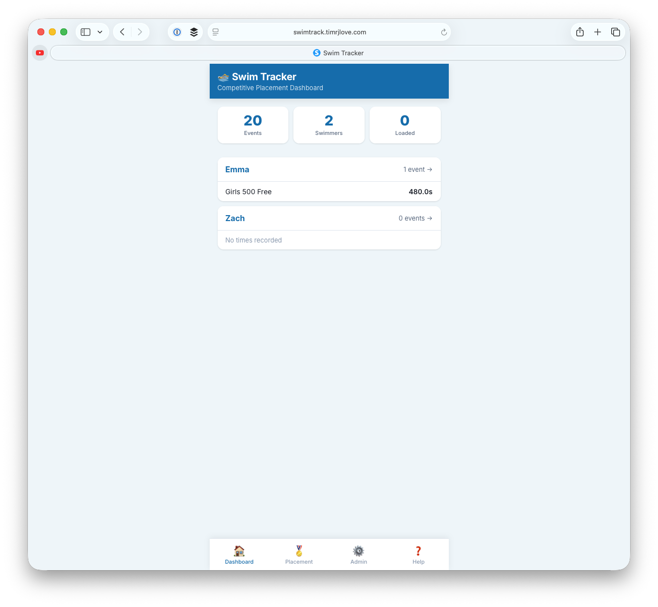 Swim Tracker screenshot